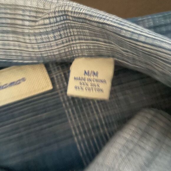 Tommy Bahama Silk Cotton Blue Plaid Short Sleeve Button Up Shirt M - Picture 5 of 5